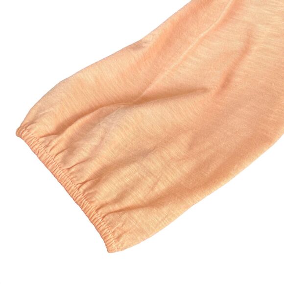 Style & Co 0X-Large Top 3/4 Sleeves Square Pleated Neck Stretch Peach New - Picture 3 of 9